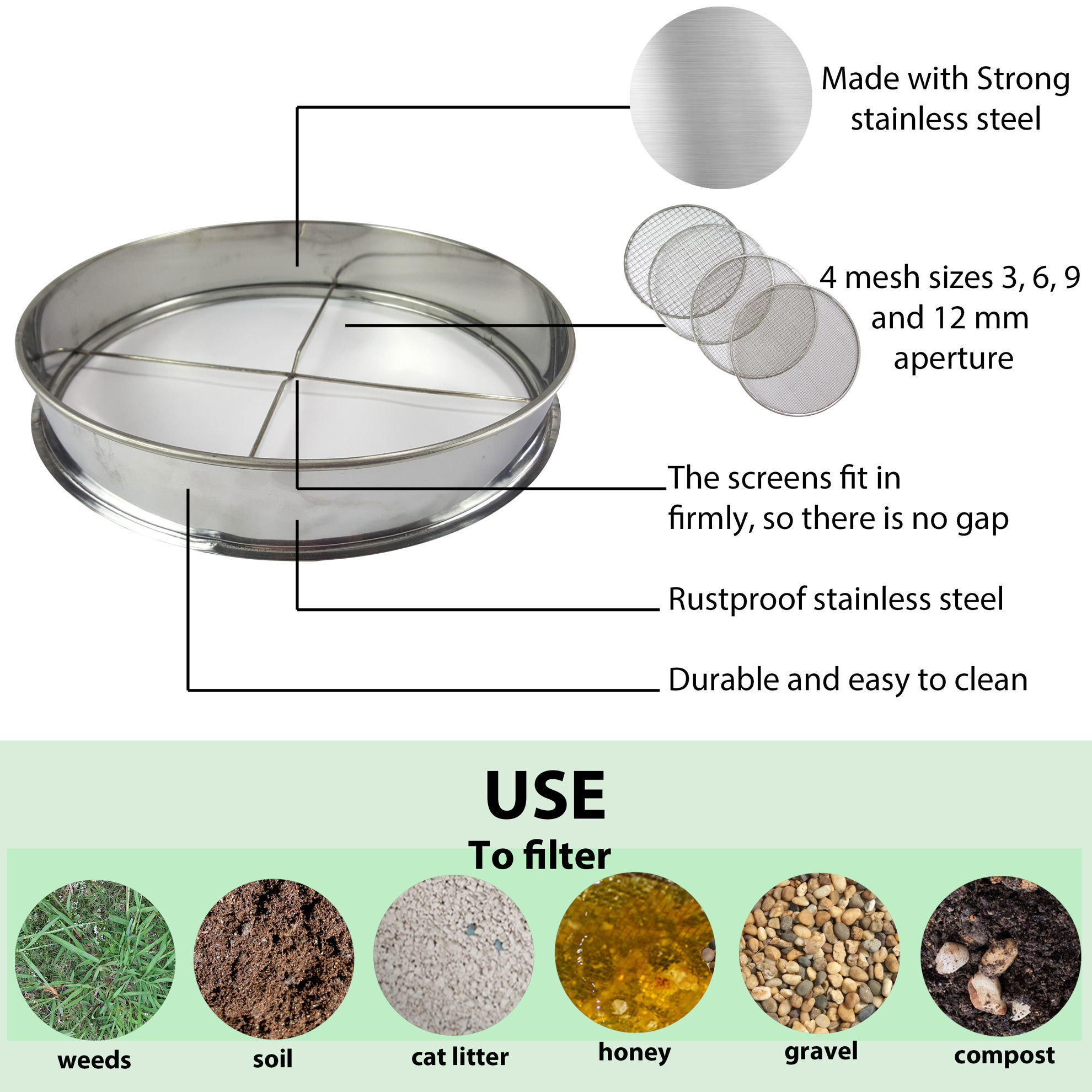 Practicool. Practicool Garden Potting Mesh Sieve Sifting Pan